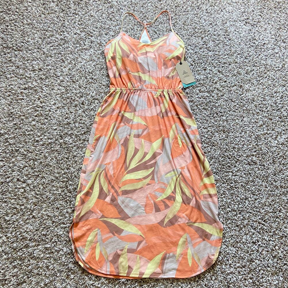 Prana Ayla Dress Womens S Solstice Tropics Relaxed V-Neck Racerback Floral Print - Picture 3 of 9
